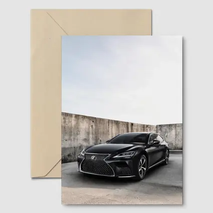 Lexus LS Black Sedan Urban Concrete Wall
