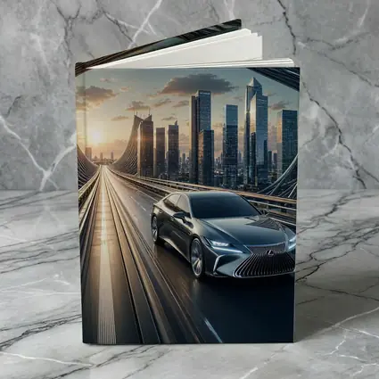 Lexus ES Sedan Driving Futuristic City Bridge