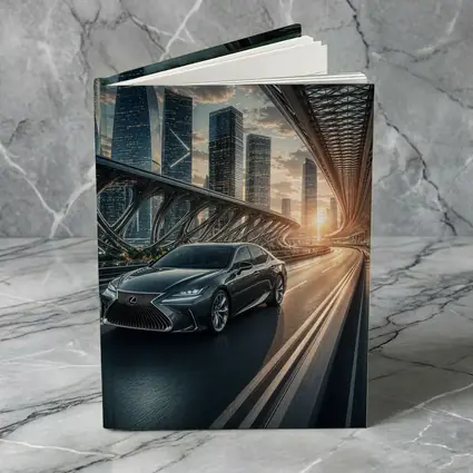 Lexus ES Speeding Across Futuristic City Bridge