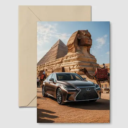 Lexus LS Egypt Pyramids Sphinx Desert