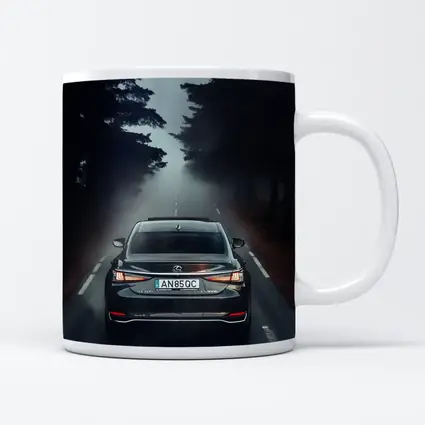 Lexus ES Rear View Foggy Forest Road
