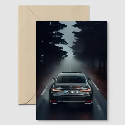 Lexus ES Rear View Foggy Forest Road