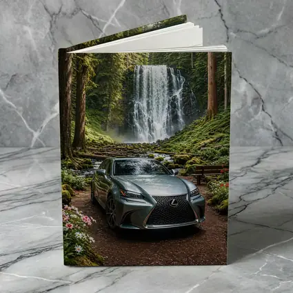 Lexus GS Silver Sedan Forest Waterfall