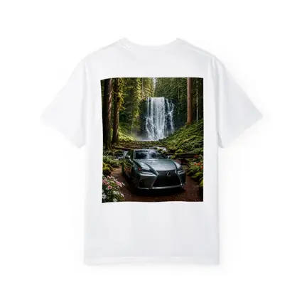 Lexus GS Silver Sedan Forest Waterfall
