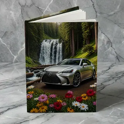 Lexus GS Silver Sedan Waterfall Forest