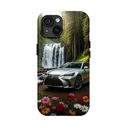 Lexus GS Silver Sedan Waterfall Forest