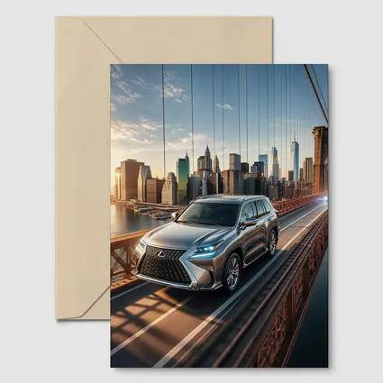Lexus GX Silver SUV Brooklyn Bridge Skyline