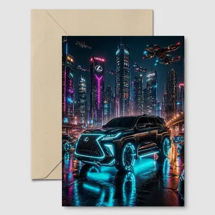 Lexus GX Neon Cyberpunk Futuristic City Night