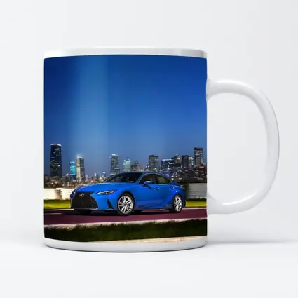Lexus IS Blue Sedan City Skyline Night