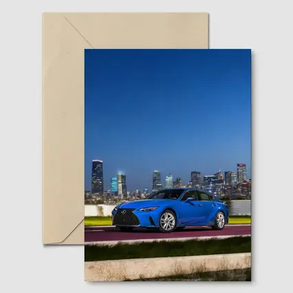 Lexus IS Blue Sedan City Skyline Night