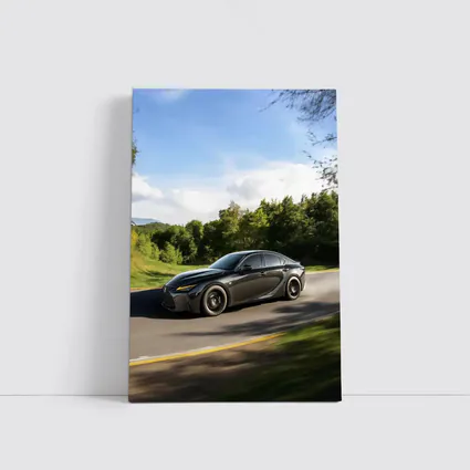 Lexus IS Dark Sedan Speeding Forest Road