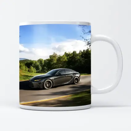 Lexus IS Dark Sedan Speeding Forest Road