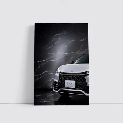 Lexus LBX Front View Black Marble Background