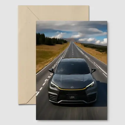 Lexus LBX Driving Open Road Dramatic Sky