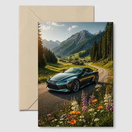 Lexus LC Green Coupe Alpine Mountain Road
