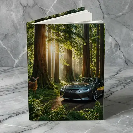 Lexus LC Coupe Parked In Sunlit Forest