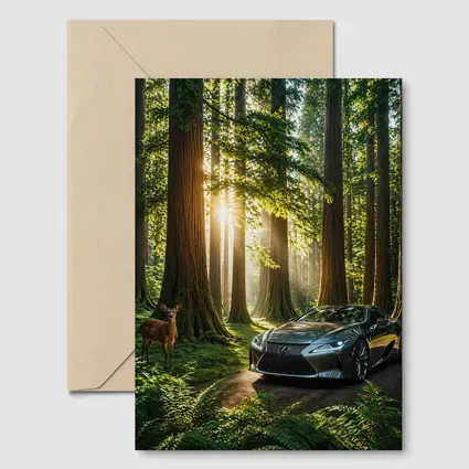 Lexus LC Coupe Parked In Sunlit Forest