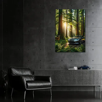 Lexus LC Coupe Parked In Sunlit Forest