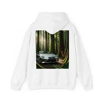 Lexus LC Silver Sports Car Forest Deer