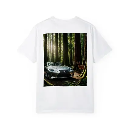 Lexus LC Silver Sports Car Forest Deer