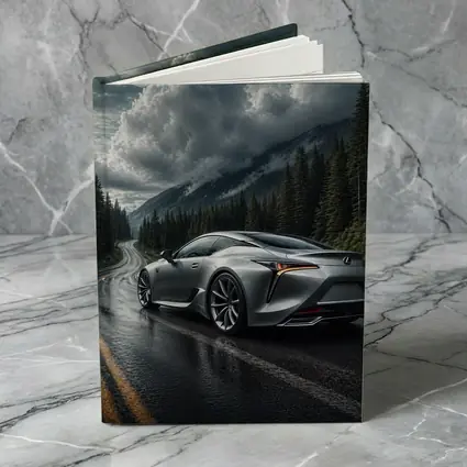 Lexus LC Silver Coupe Rainy Mountain Road
