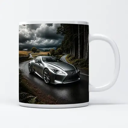 Lexus LC Silver Coupe Stormy Country Road