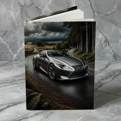 Lexus LC Silver Coupe Stormy Country Road