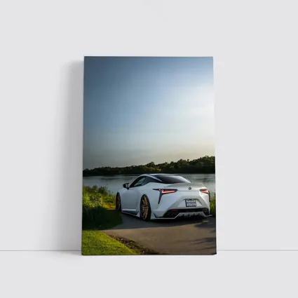 Lexus LC500 White Coupe By Lake