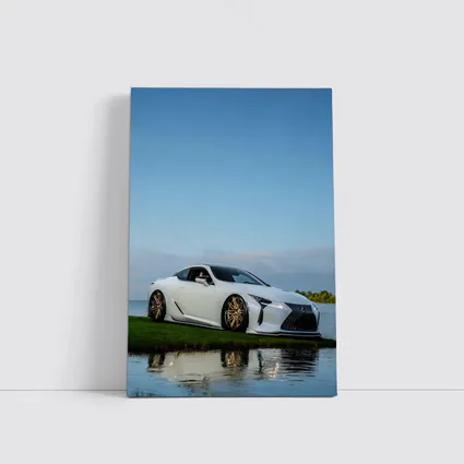 Lexus LC500 White Coupe Near Lake