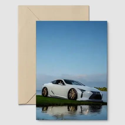Lexus LC500 White Coupe Near Lake