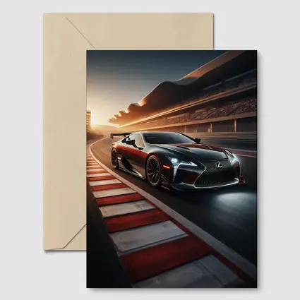 Lexus LC Racing on Track at Sunset