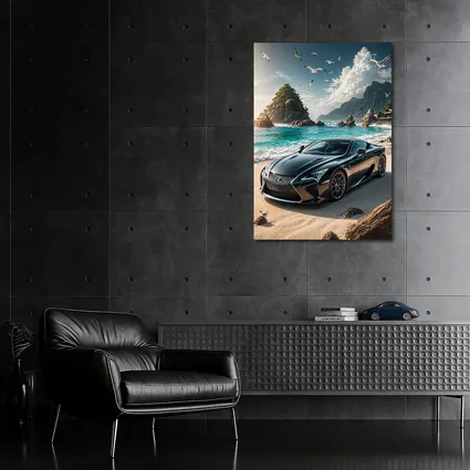 Lexus LC Black Coupe Beach Setting