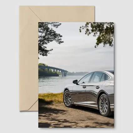 Lexus LS Parked By River Bridge