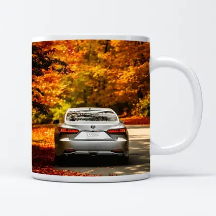Lexus LS500h Silver Sedan Autumn Forest Road