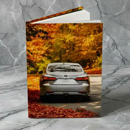 Lexus LS500h Silver Sedan Autumn Forest Road