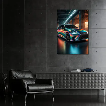 Lexus LS Holographic Wrap Industrial Garage