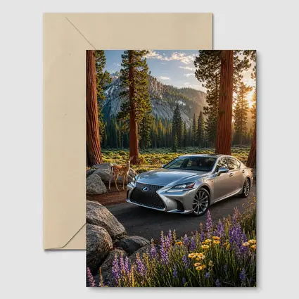 Lexus LS Silver Sedan Forest Mountain Setting