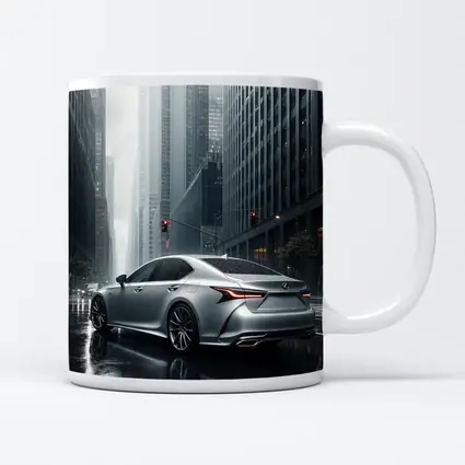 Lexus LS Silver Sedan Rainy City Streets