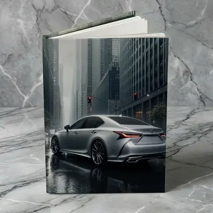 Lexus LS Silver Sedan Rainy City Streets