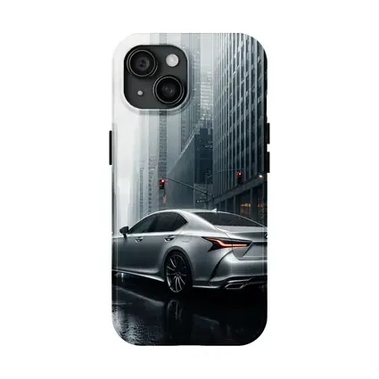 Lexus LS Silver Sedan Rainy City Streets