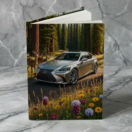 Lexus LS Silver Sedan Forest Deer Setting