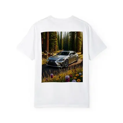 Lexus LS Silver Sedan Forest Deer Setting