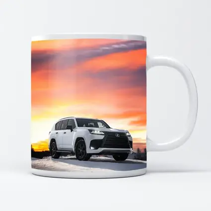 Lexus LX White SUV Winter Sunset Sky