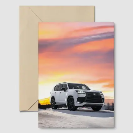 Lexus LX White SUV Winter Sunset Sky