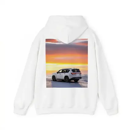 Lexus LX White SUV Fiery Sunset Sky