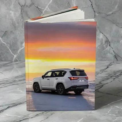 Lexus LX White SUV Fiery Sunset Sky