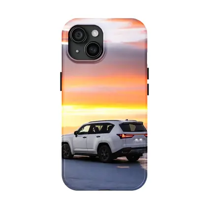 Lexus LX White SUV Fiery Sunset Sky
