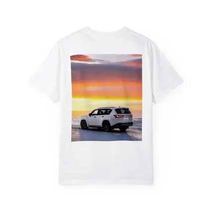 Lexus LX White SUV Fiery Sunset Sky