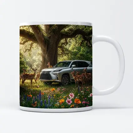 Lexus LX Silver SUV Forest Deer Scene