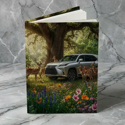 Lexus LX Silver SUV Forest Deer Scene